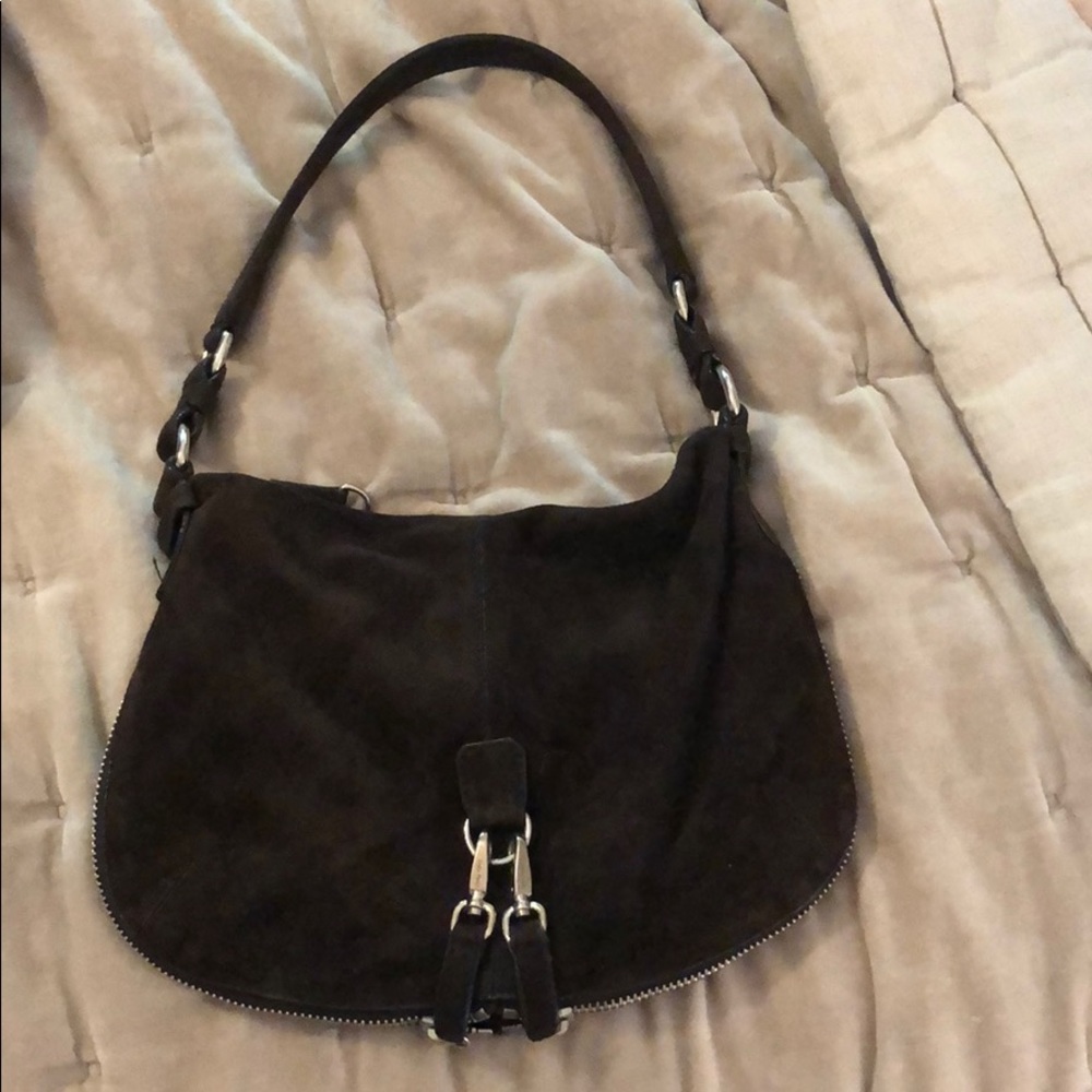 Chocolate brown suede Miu Miu handbag